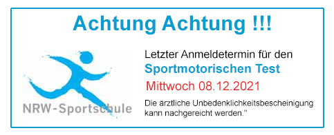 Anmeldetermin für den Sportmotorischen Test bis zum 8.12.2021 verlängert !